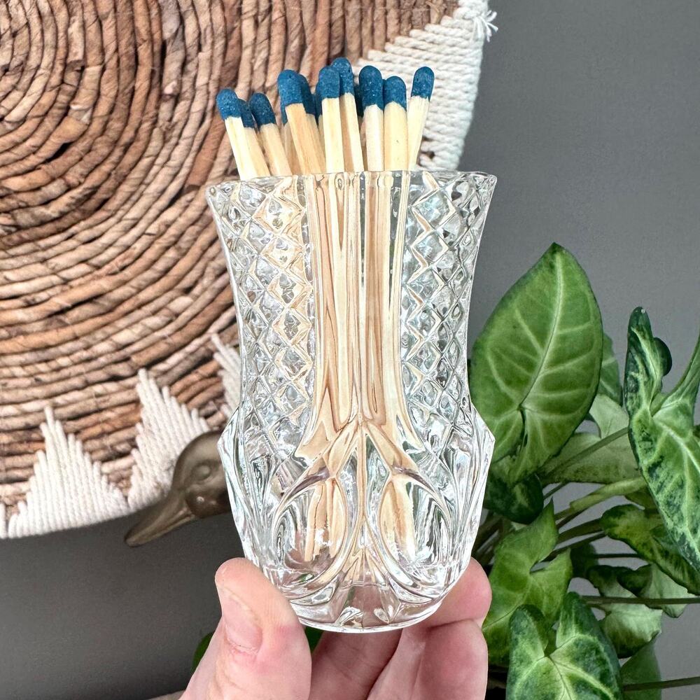 Vintage French Cristal D'Arques Royale Crystal Mini Vase, Matchstick Holder